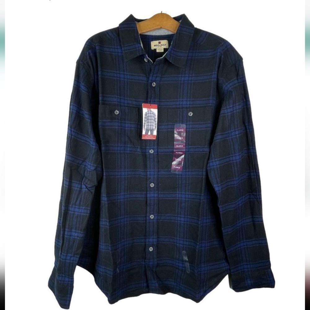 Woolrich Augusta Plaid Cotton Flannel Long Sleeve Button Down Shirt NWT Mens XL